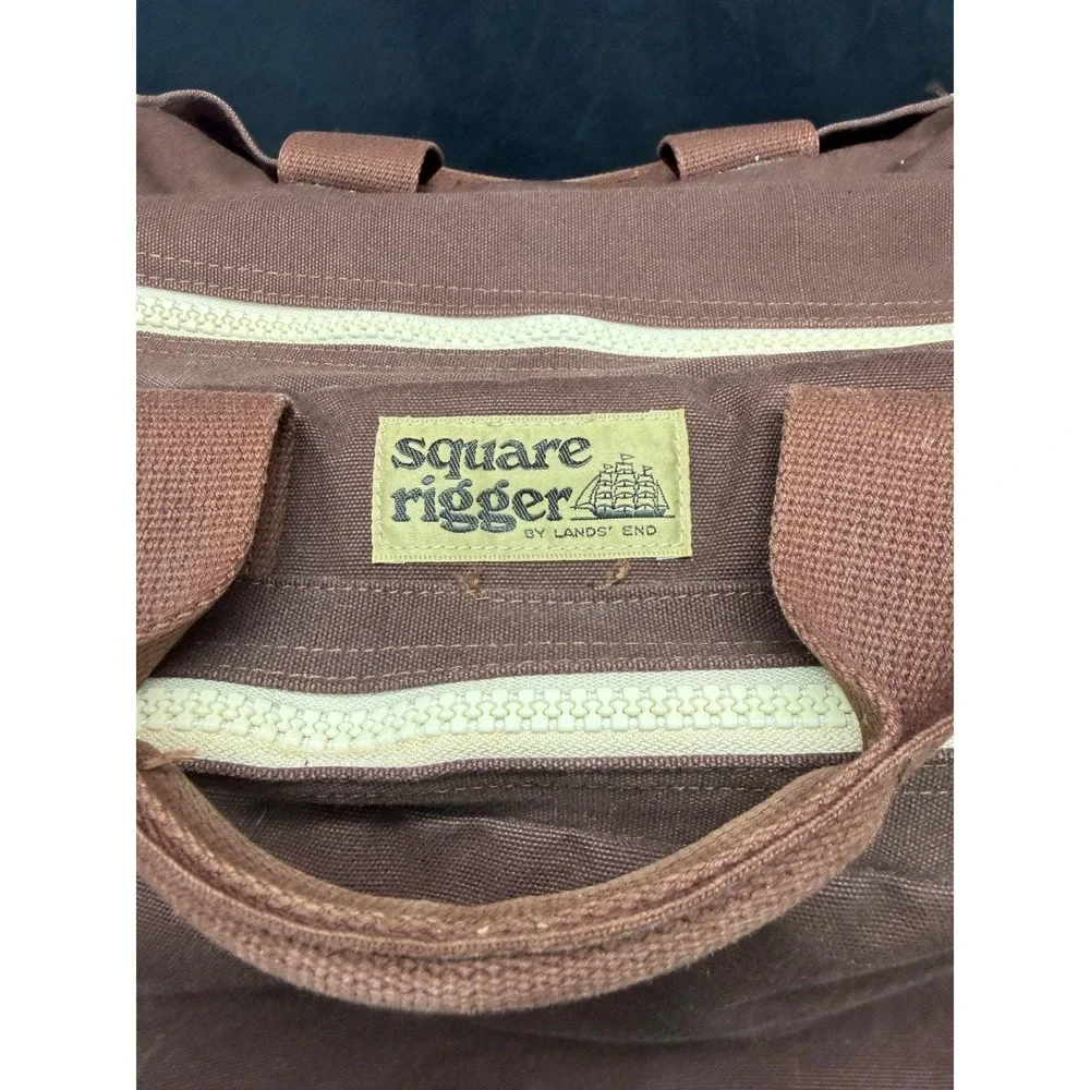 Vtg Lands End Square Rigger Crossbody Weekender Carry On Messenger Canvas Bag